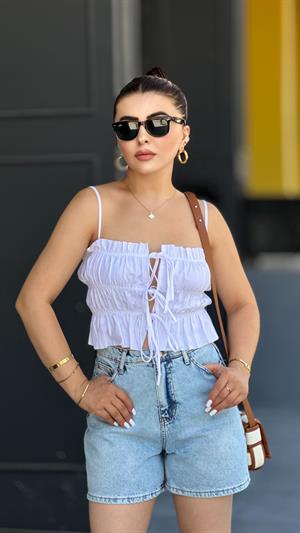 Beyaz Marka Model Büzgülü Bluz 