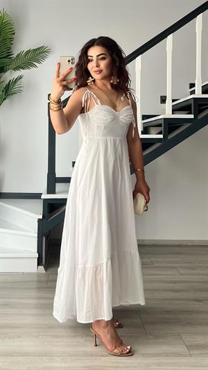 Beyaz Marka Model Fırfırlı Astarlı Elbise