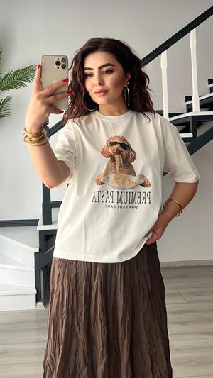 Beyaz Pemium Pasta&Dog  Tshirt