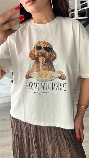 Beyaz Pemium Pasta&Dog  Tshirt