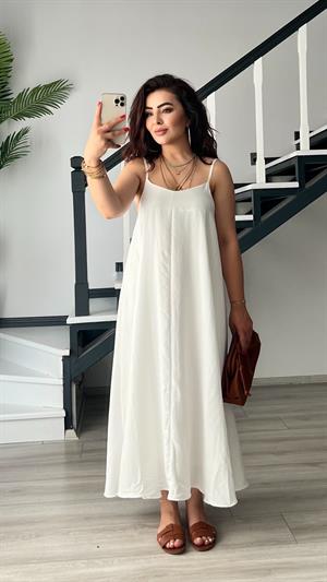 Beyaz Premium Askılı Elbise