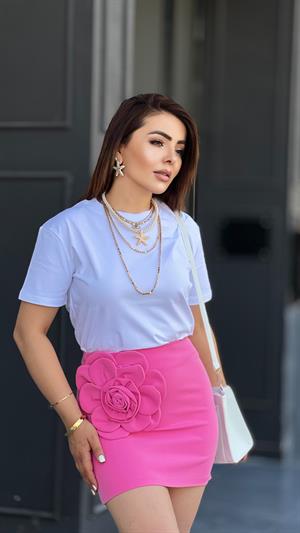 White Premium Crew Neck T-Shirt with Decorative Stitching