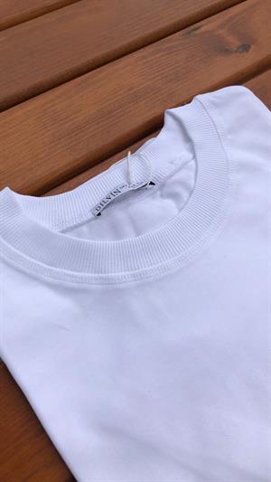 White Premium Crew Neck T-Shirt with Decorative Stitching