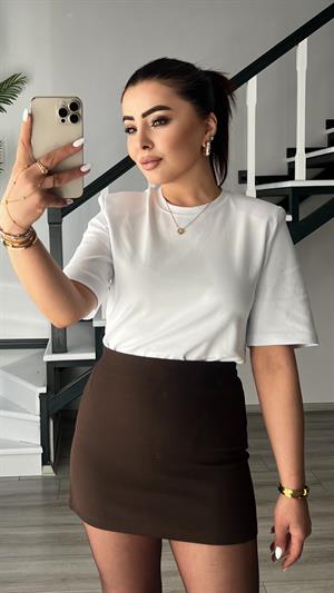 Beyaz Premium Vatkalı Tişört 