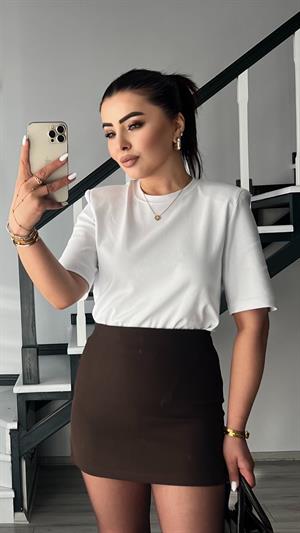 Beyaz Premium Vatkalı Tişört 