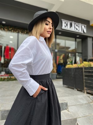Beyaz Tek Cepli Poplin Gömlek