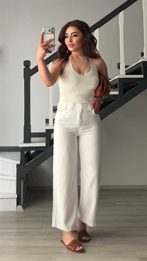 White Tencel Culotte Pants