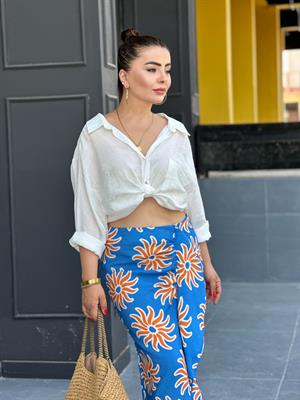 Beyaz Tensel Kumaş Oversize Gömlek 