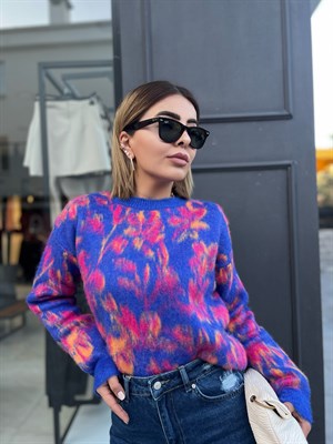 Bisiklet Yaka Şardonlu Kazak Saks