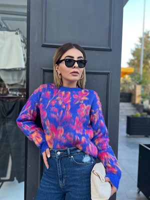 Bisiklet Yaka Şardonlu Kazak Saks