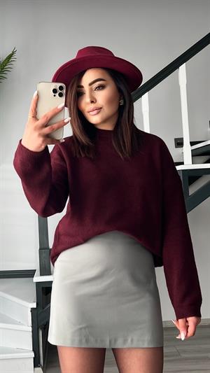Bordo Bisiklet Yaka Basic Kazak