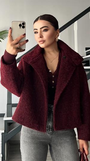 Bordo Buklet Yarım Balıkçı Mont