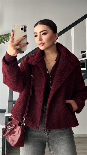 Bordo Buklet Yarım Balıkçı Mont