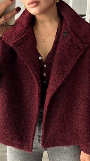 Bordo Buklet Yarım Balıkçı Mont