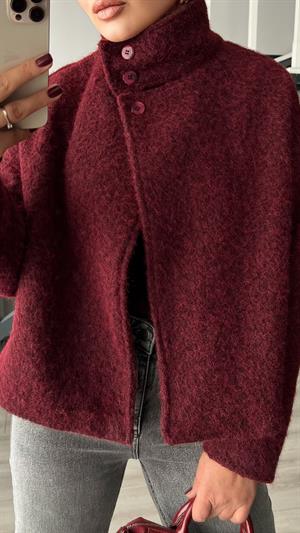 Bordo Buklet Yarım Balıkçı Mont