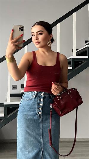 Bordo Kare Yaka Fitilli Askılı Atlet
