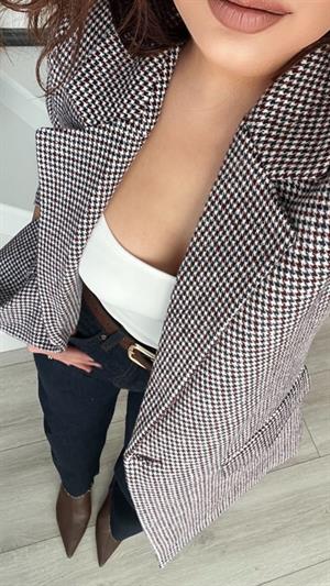 Bordo Kazayağı Tek Düğme Blazer Ceket