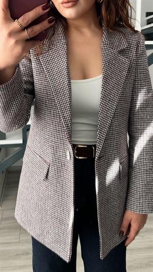Bordo Kazayağı Tek Düğme Blazer Ceket