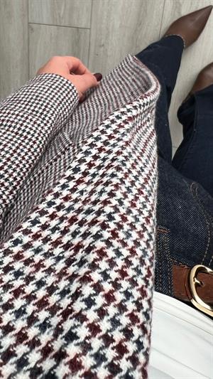 Bordo Kazayağı Tek Düğme Blazer Ceket