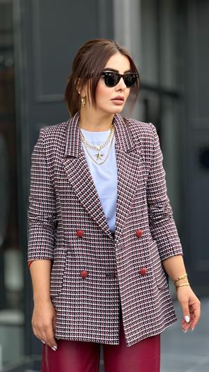 Bordo Kazayağı Torba Cep Blazer Ceket 