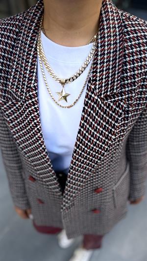 Bordo Kazayağı Torba Cep Blazer Ceket 