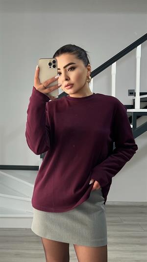 Bordo Orijinal Marka Tok Dokulu Basic Bluz