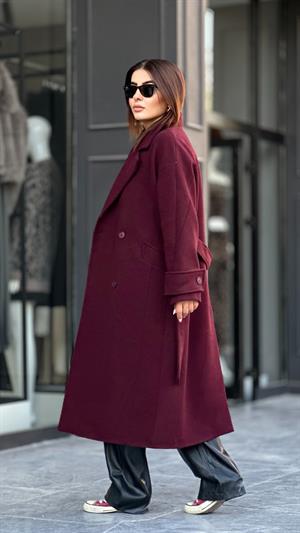 Bordo Premium Kaşe Kaban 