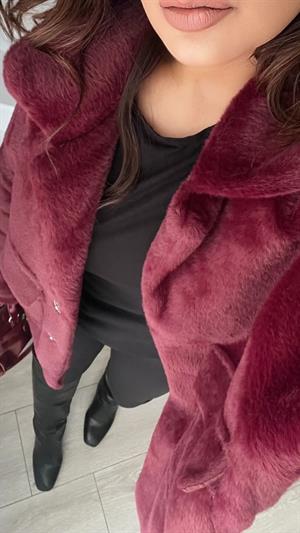 Bordo Premium Peluş Mont