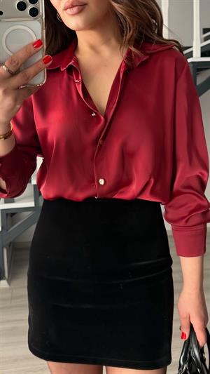 Bordo Saten Gömlek