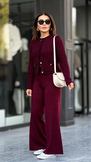 Bordo Triko Pantolon 
