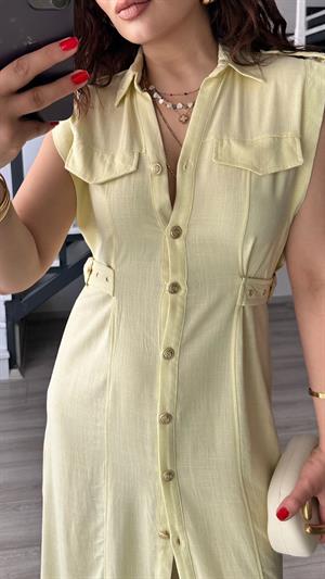 Butter Yellow Marka Model Keten Elbise