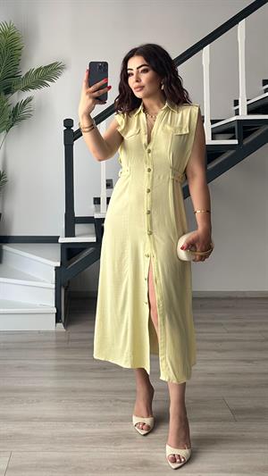 Butter Yellow Marka Model Keten Elbise