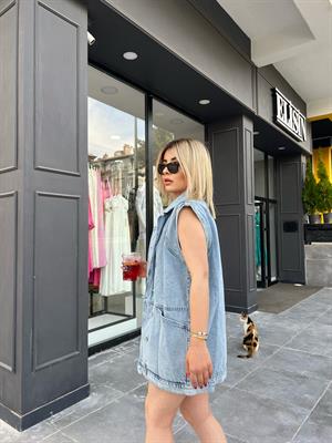 Büyük Cep Denim Yelek