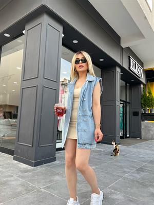 Büyük Cep Denim Yelek