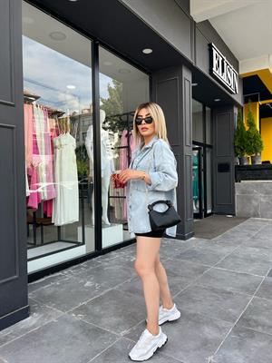 Büyük Cepli Oversize Denim Gömlek Ceket