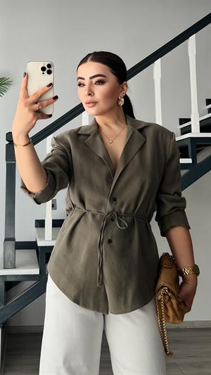 Çağla Yeşili Modal Vatkalı Gömlek-Ceket