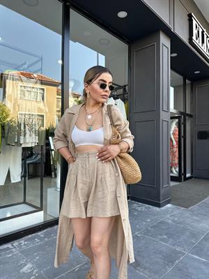 Camel %100 Ham Keten Şort