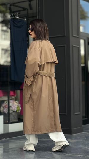 Camel %100 Pamuk Tensel Doku Oversize Trençkot