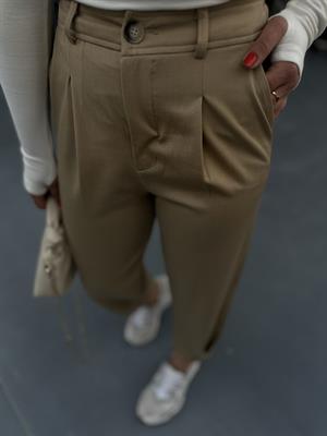 Camel Paça Düğme Detaylı Pantolon 