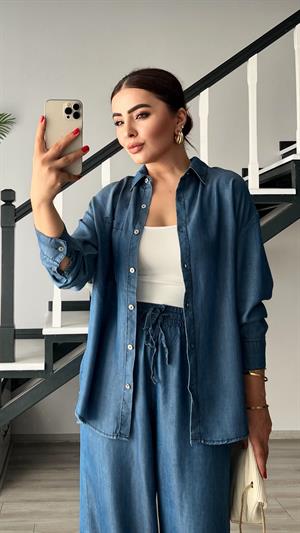 Denim Görünümlü Tensl Takım