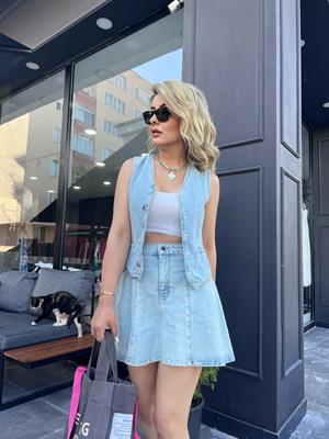 Denim Mini Etek