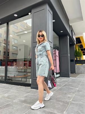 Denim Şortlu Tulum