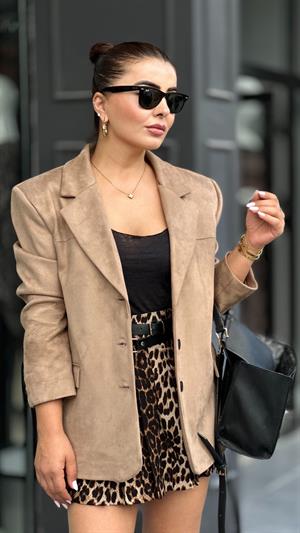 Deve Tüyü Nubuk Oversize Blazer Ceket