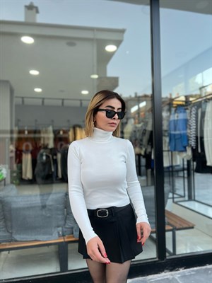 Dilvin Balıkçı Yaka Kazak Beyaz