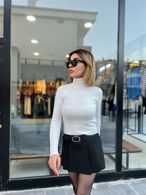 Dilvin Balıkçı Yaka Kazak Beyaz