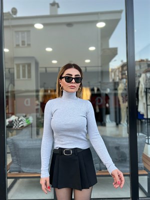 Dilvin Balıkçı Yaka Kazak Gri