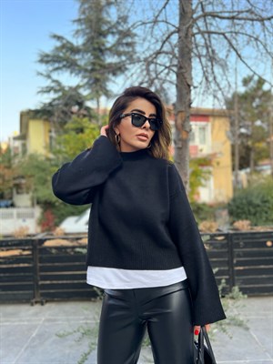 Dilvin Dik Yaka Geniş Kol Kazak