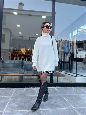 Dilvin Ecru Fisherman Casual Sweater