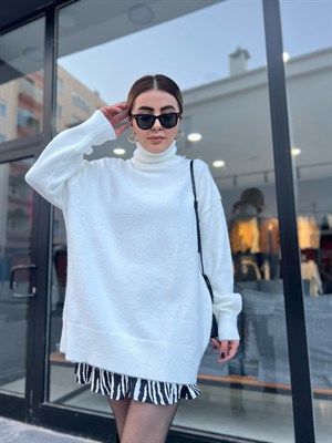 Dilvin Ecru Fisherman Casual Sweater