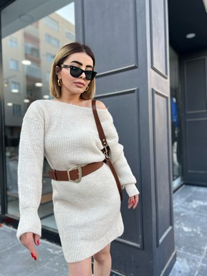 Dilvin Kayık Yaka Triko Elbise